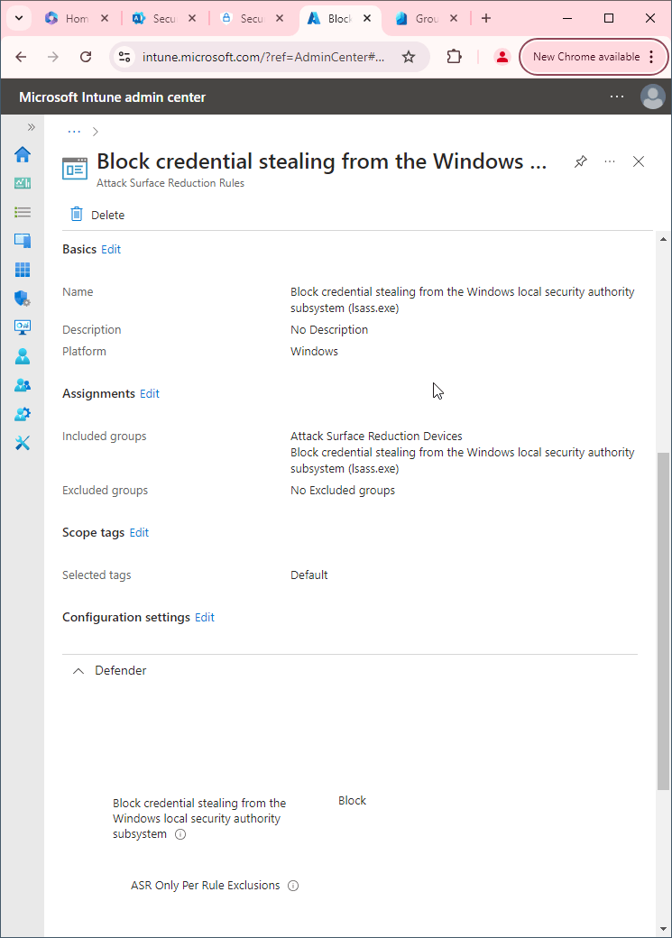 Block credential stealing from the Windows local security authority subsystem (lsass.exe)