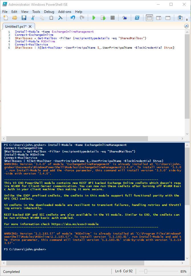 Block sign in to Microsoft 365 for each shared mailbox using PowerShell