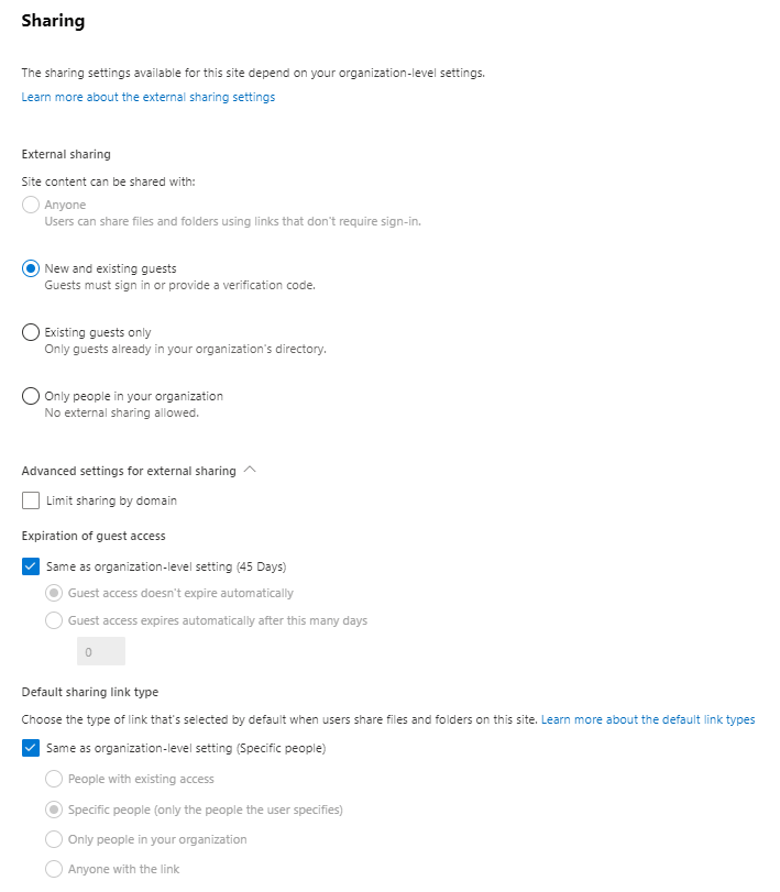 SharePoint site sharing permissions